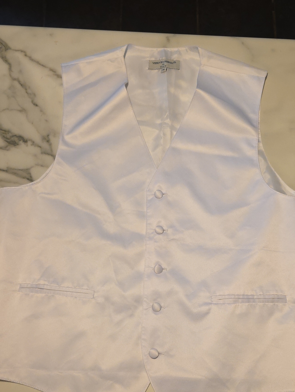 Vesuvo Napoli White Satin Formal Vest